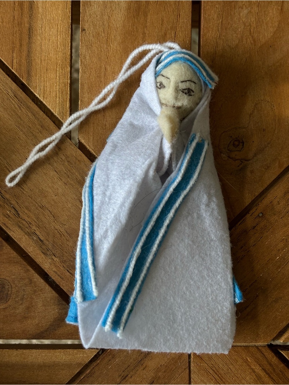 NWOT Mother Teresa Wool Felt Ornament Handmade Silk Road Bazaar Embroidered 5”